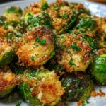 Crispy Parmesan-Crusted Roasted Brussels Sprouts with Fresh Herbs