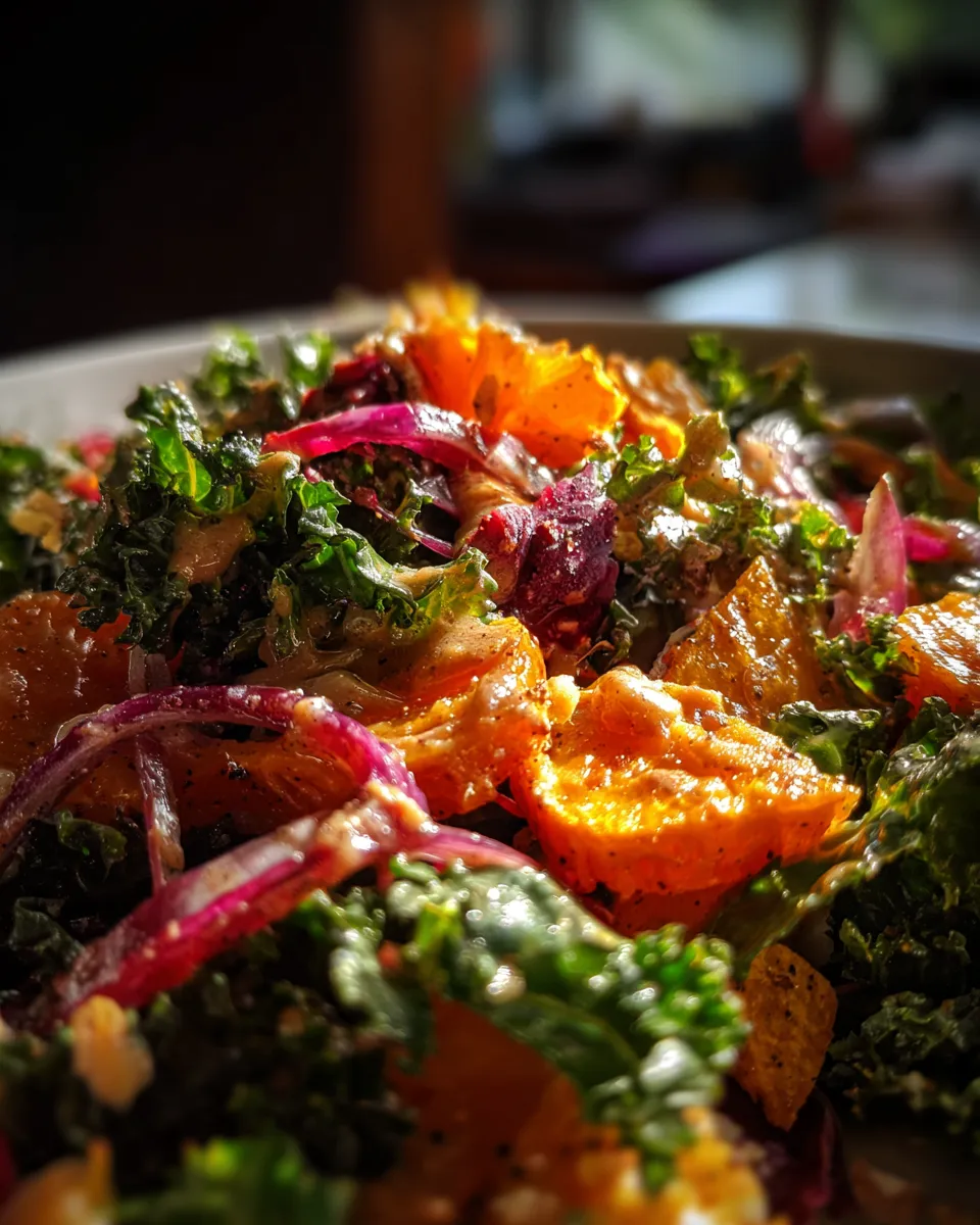 Autumn Kale Salad with Maple Balsamic Vinaigrette