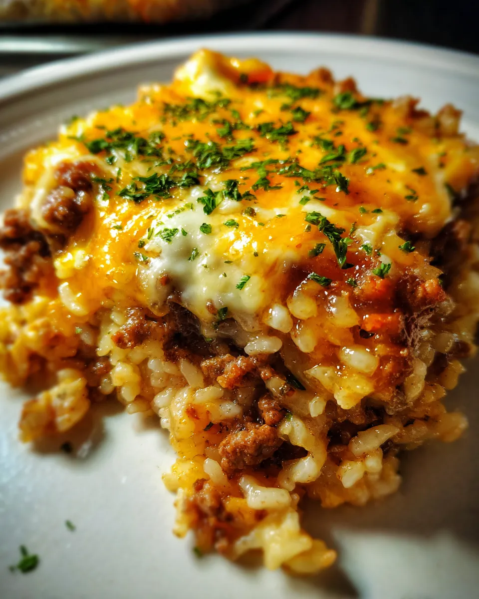 Cheesy Ground Beef Rice Casserole Recipe