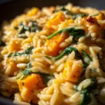 Creamy Orzo with Roasted Butternut Squash and Spinach Recipe