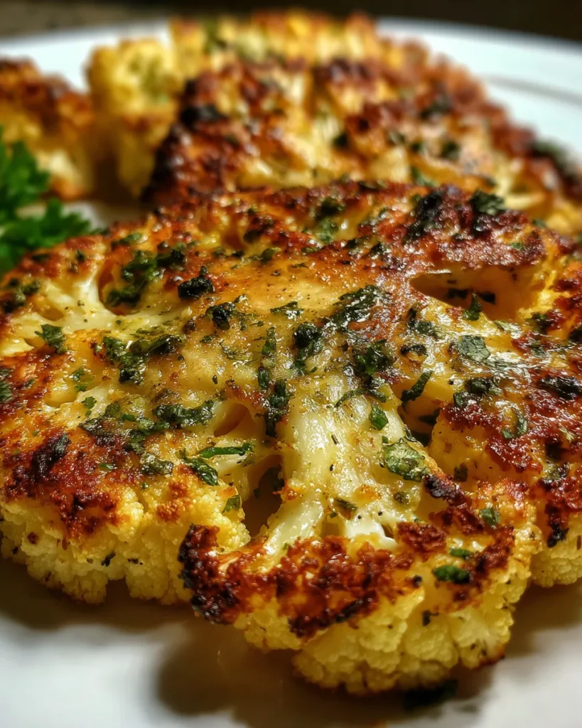 Golden Crusted Cheesy Cauliflower Steaks Recipe