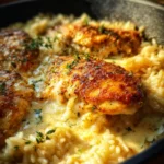 One Pan Creamy Parmesan Chicken And Rice Recipe