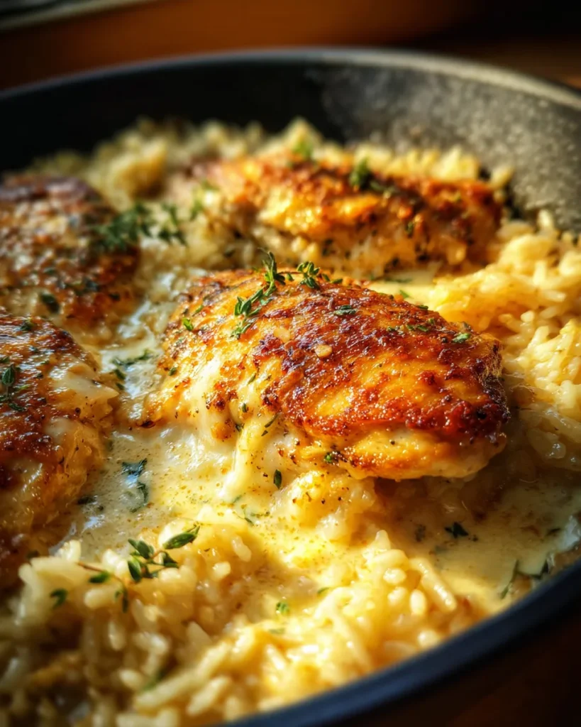 One Pan Creamy Parmesan Chicken And Rice Recipe