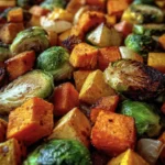Roasted Butternut Squash, Brussels Sprouts, and Sweet Potatoes