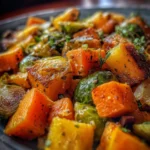 Roasted Butternut Squash, Brussels Sprouts, and Sweet Potatoes