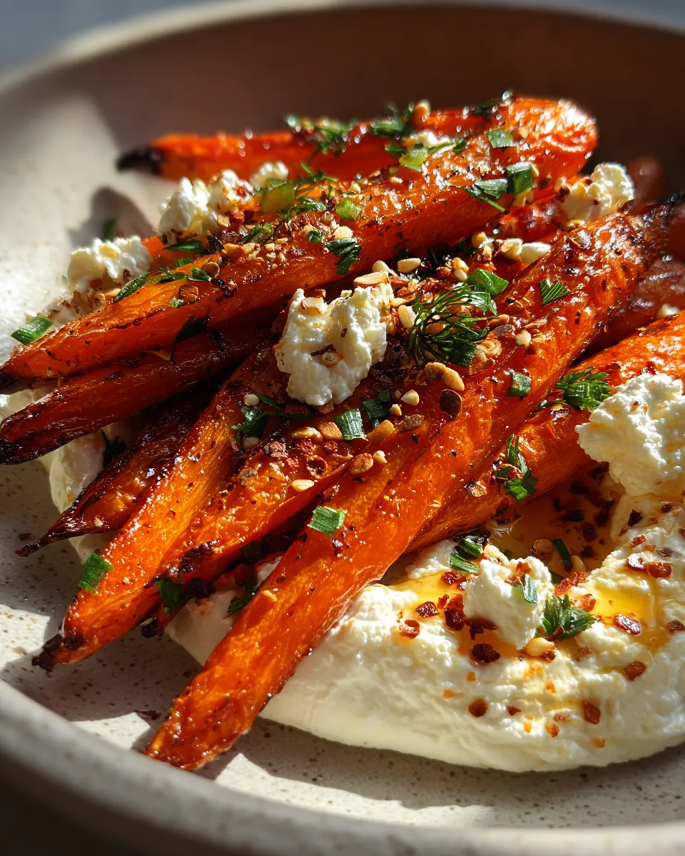 Roasted Carrots with Whipped Ricotta and Hot Honey