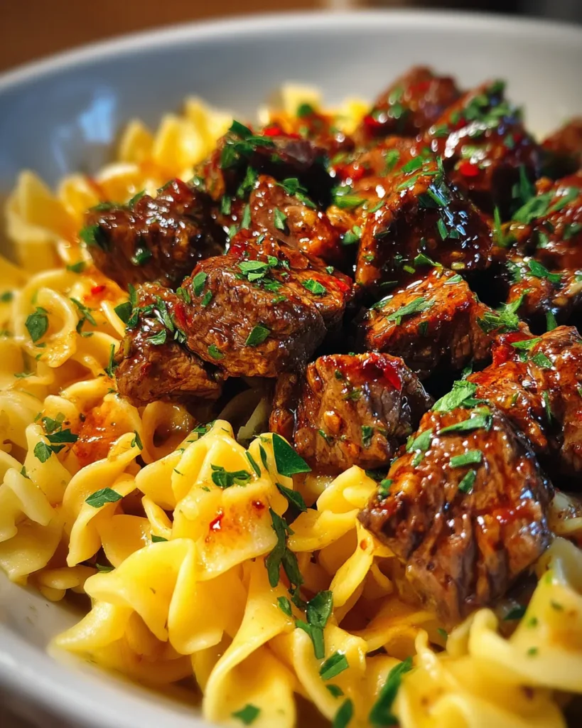 Savory Beef Tips with Buttery Noodles Recipe