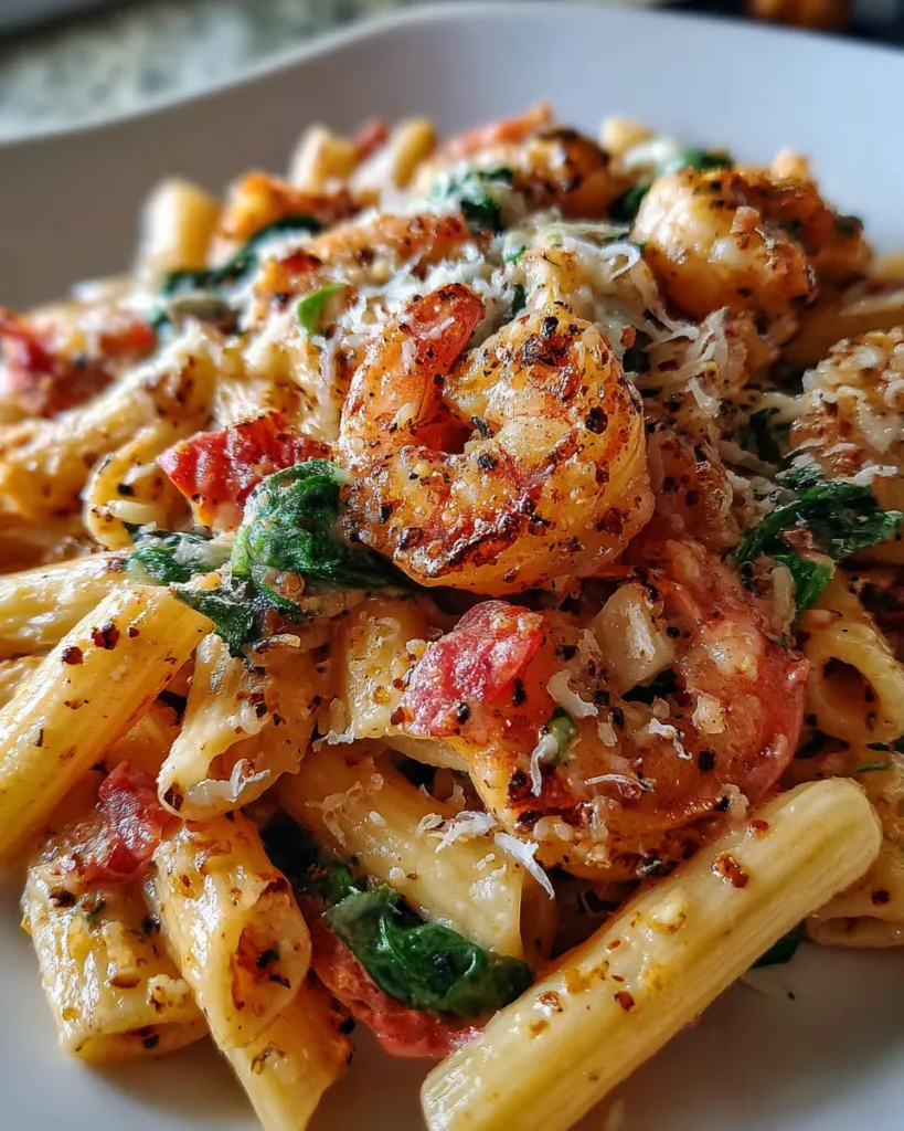 Tomato Spinach Shrimp Pasta Recipe