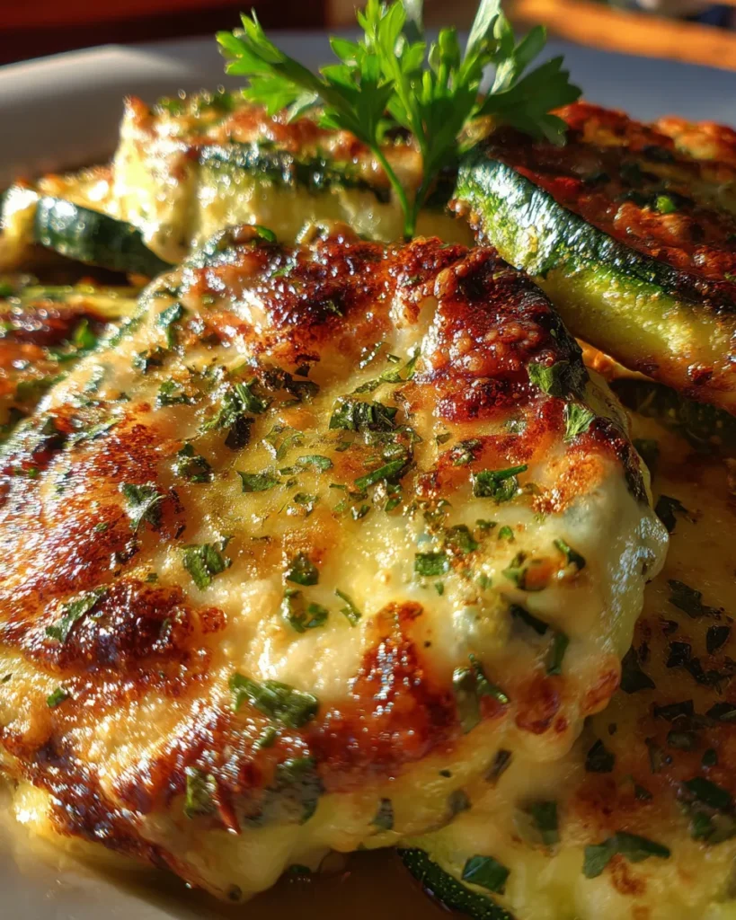 Cheesy Garlic Zucchini Steaks