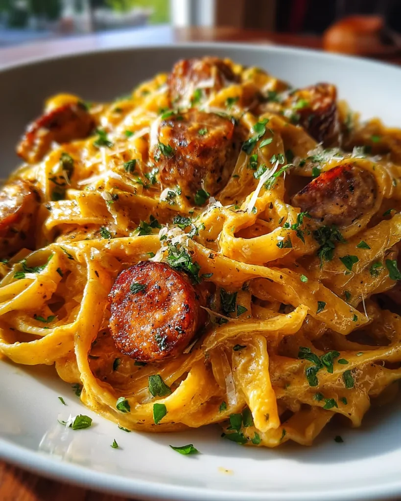 One Pot Creamy Cajun Sausage Pasta