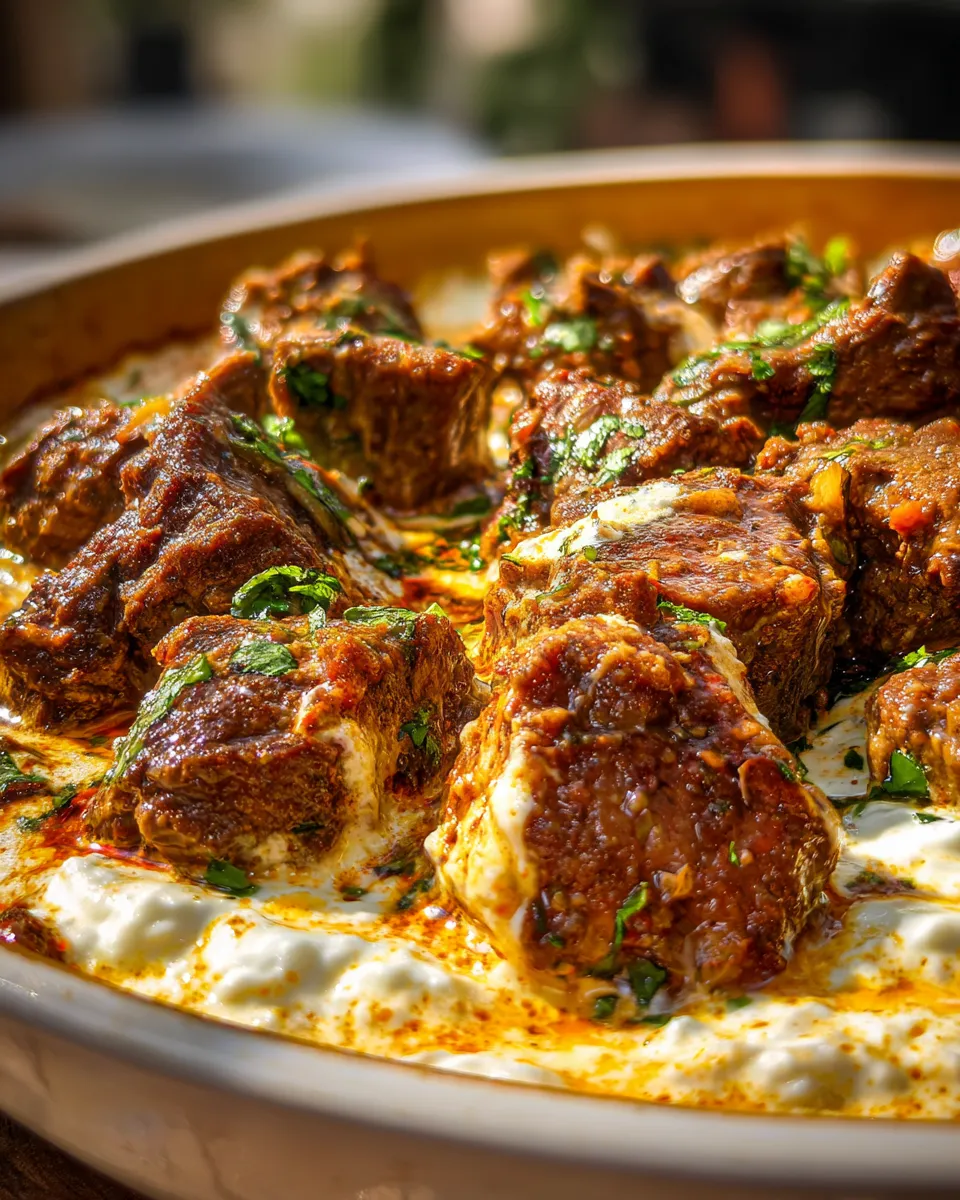 One Pot Lamb Kalya with Yogurt and Cream